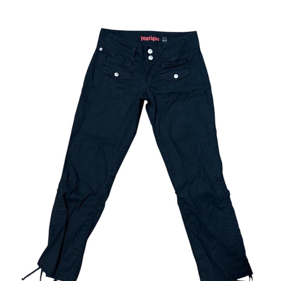 Younique Pants - Younique Navy Black Capri Pants with Button Front